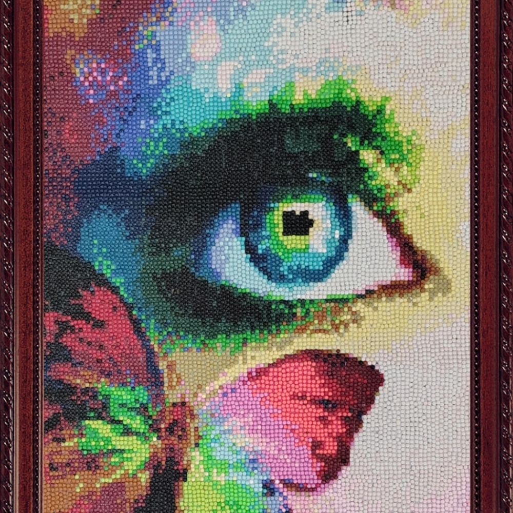 Colorful Eye and Butterfly Beaded Artwork